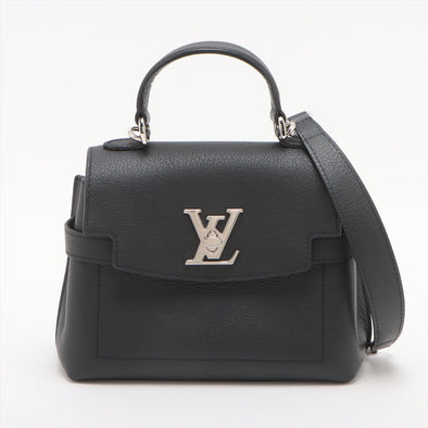 Black Grained Calfskin Leather LockMe Ever Mini Top Handle (Rented Out)