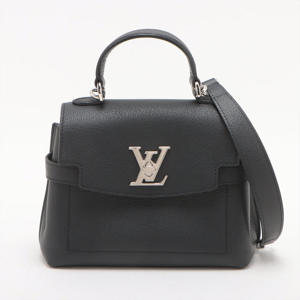 Black Grained Calfskin Leather LockMe Ever Mini Top Handle (Rented Out)
