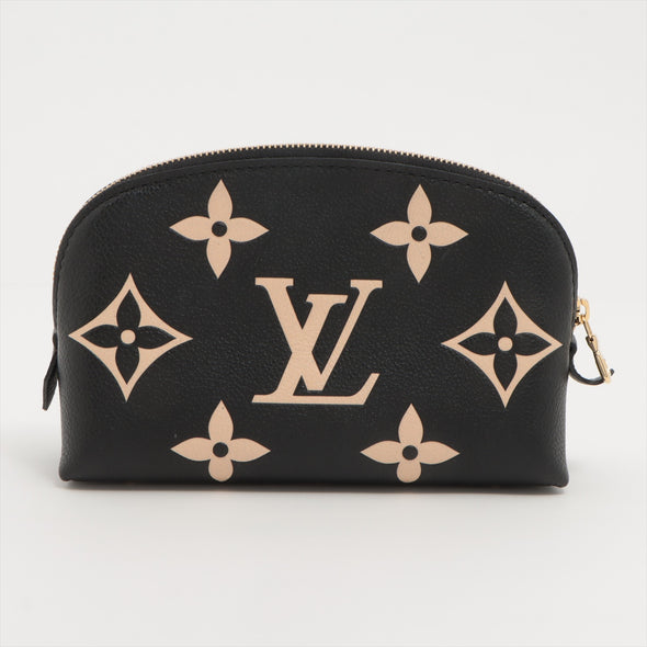 Louis Vuitton Black Beige Bicolor Monogram Empreinte Leather Cosmetic Pouch PM [Clearance Sale]