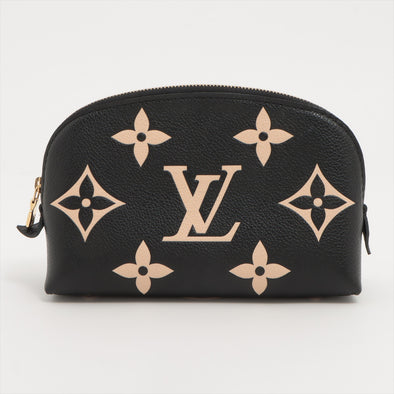 Louis Vuitton Black Beige Bicolor Monogram Empreinte Leather Cosmetic Pouch PM [Clearance Sale]