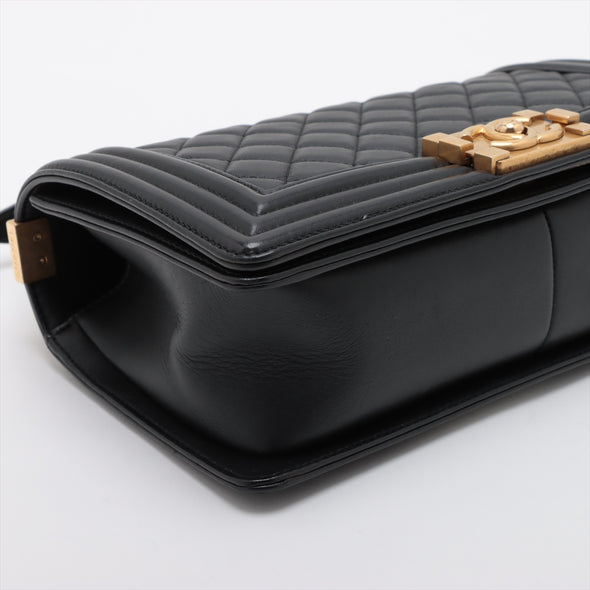 Chanel Black Caviar Calfskin Boy Chanel Flap Closure Handbag Bag [Clearance Sale]