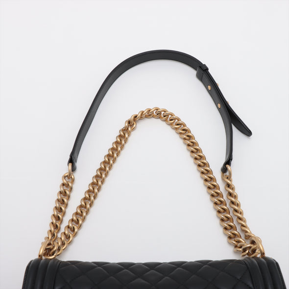 Chanel Black Caviar Calfskin Boy Chanel Flap Closure Handbag Bag [Clearance Sale]