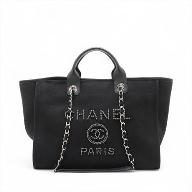 Chanel Black Canvas Deauville GM [Clearance Sale]