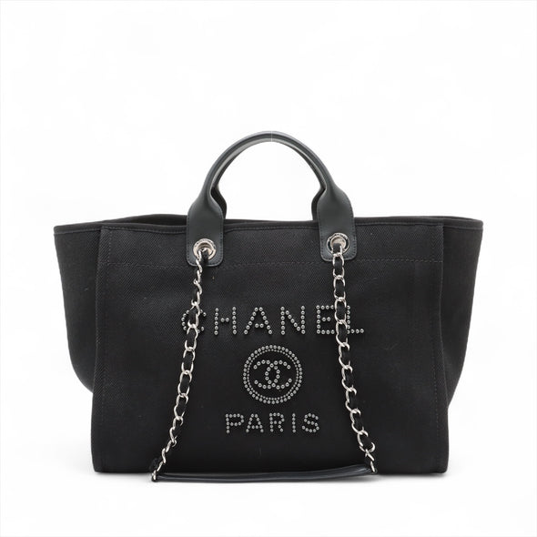 Chanel Black Canvas Deauville GM [Clearance Sale]