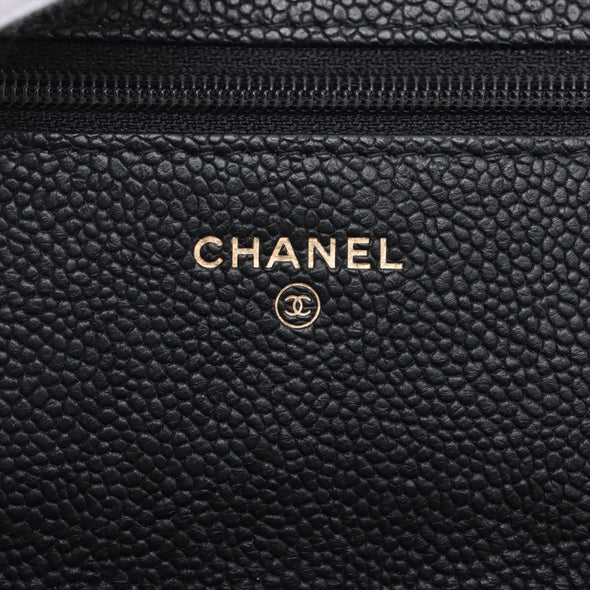 Chanel Black Caviar Leather Boy Chanel Wallet On Chain [Clearance Sale]