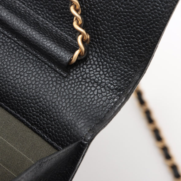 Chanel Black Caviar Leather Boy Chanel Wallet On Chain [Clearance Sale]
