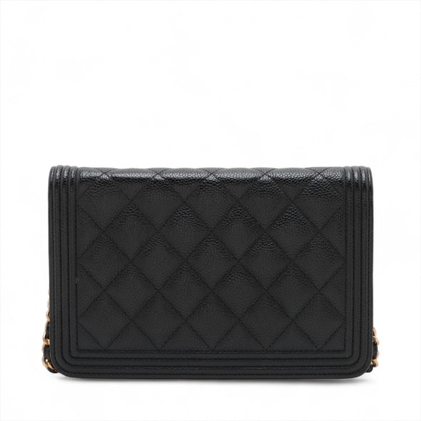Chanel Black Caviar Leather Boy Chanel Wallet On Chain [Clearance Sale]