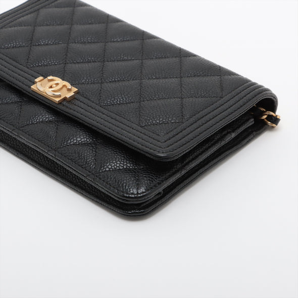 Chanel Black Caviar Leather Boy Chanel Wallet On Chain [Clearance Sale]