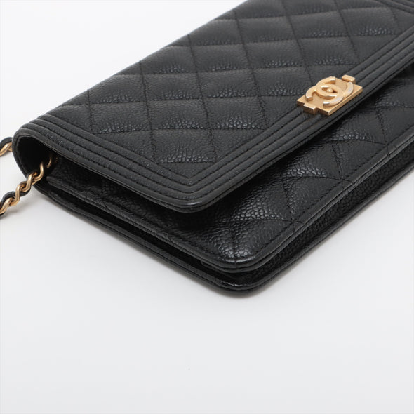 Chanel Black Caviar Leather Boy Chanel Wallet On Chain [Clearance Sale]