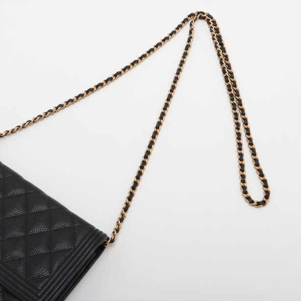 Chanel Black Caviar Leather Boy Chanel Wallet On Chain [Clearance Sale]