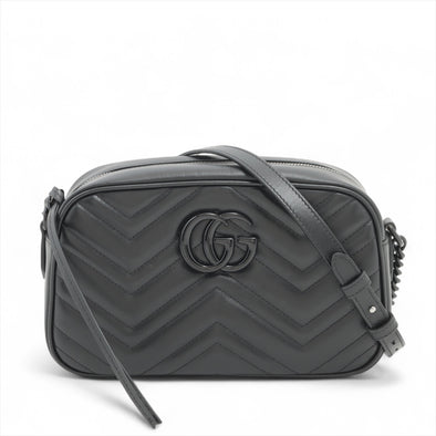 Gucci Black Leather GG Marmont Small Camera Bag [Clearance Sale]