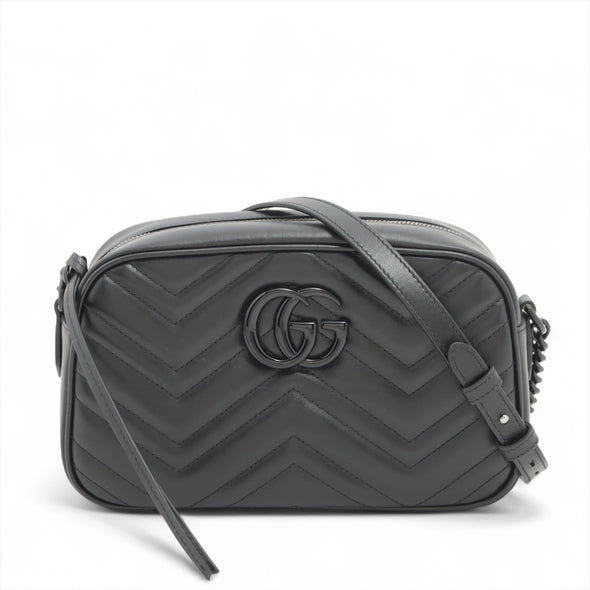 Gucci Black Leather GG Marmont Small Camera Bag [Clearance Sale]
