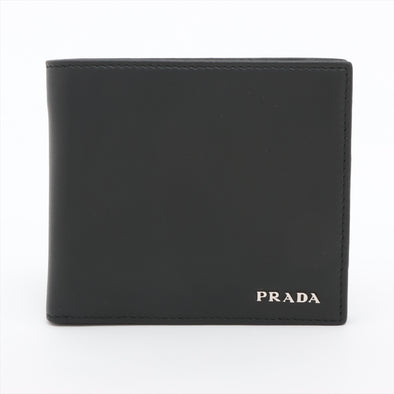 Prada Nero Leather Metal Logo Bi-Fold Wallet [Clearance Sale]