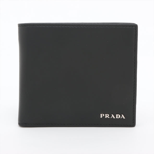 Prada Nero Leather Metal Logo Bi-Fold Wallet [Clearance Sale]
