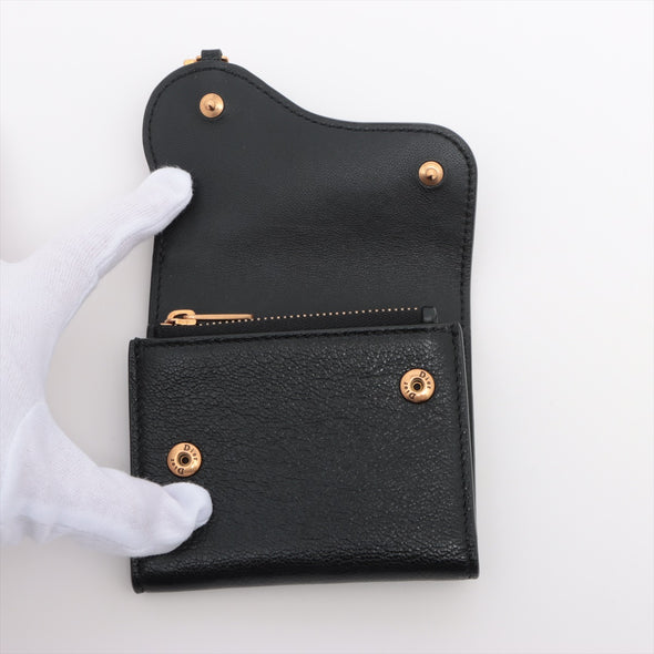 Christian Dior Black Leather Saddle Lotus Wallet [Clearance Sale]