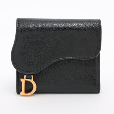 Christian Dior Black Leather Saddle Lotus Wallet [Clearance Sale]