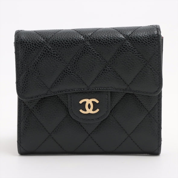 Chanel Black Caviar Leather Small Flap Wallet [Clearance Sale]