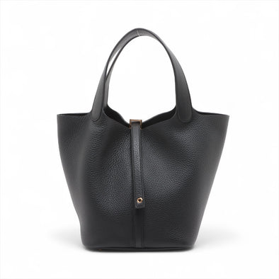 Hermes Black Taurillon Clemence Picotan 22 [Clearance Sale]
