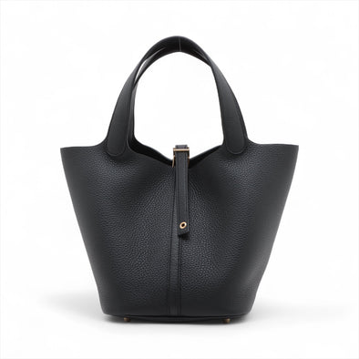 Hermes Black Taurillon Clemence Picotan 22 [Clearance Sale]