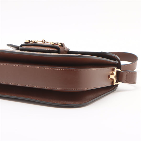 Gucci Brown GG Supreme Horsebit 1955 Medium Shoulder Bag [Clearance Sale]