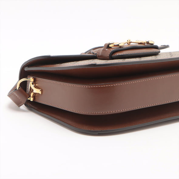 Gucci Brown GG Supreme Horsebit 1955 Medium Shoulder Bag [Clearance Sale]