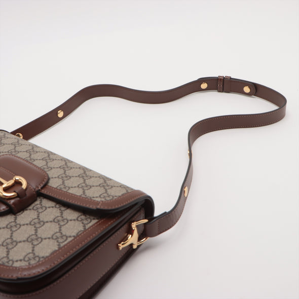 Gucci Brown GG Supreme Horsebit 1955 Medium Shoulder Bag [Clearance Sale]