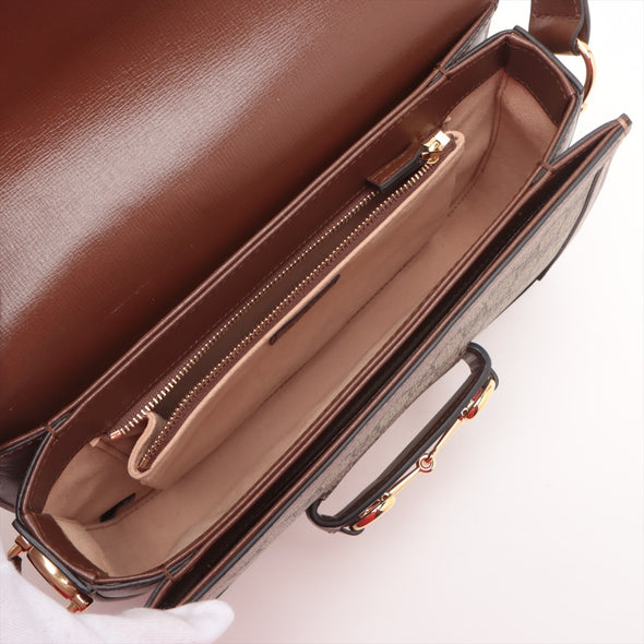 Gucci Brown GG Supreme Horsebit 1955 Medium Shoulder Bag [Clearance Sale]