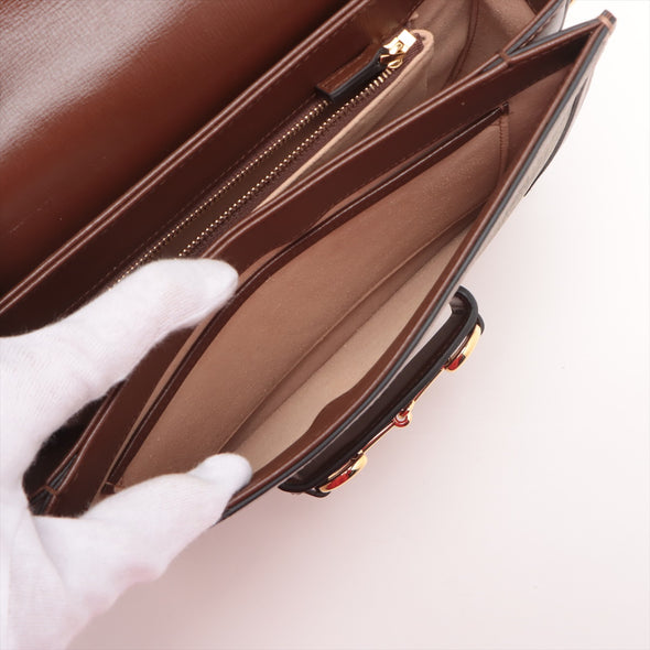 Gucci Brown GG Supreme Horsebit 1955 Medium Shoulder Bag [Clearance Sale]