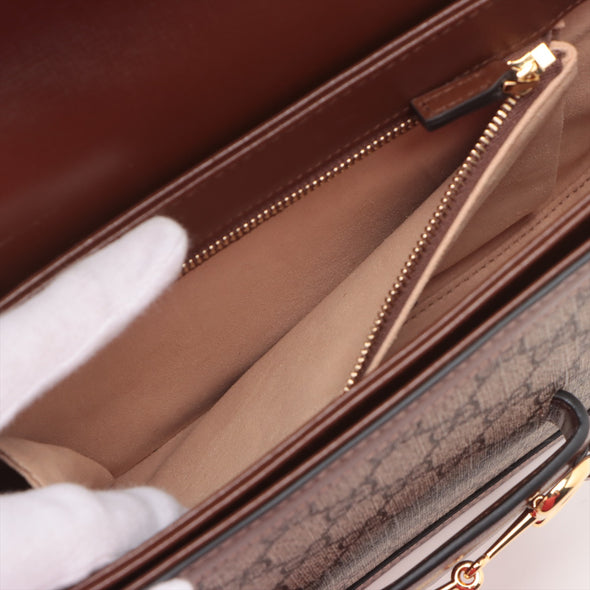 Gucci Brown GG Supreme Horsebit 1955 Medium Shoulder Bag [Clearance Sale]