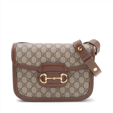 Gucci Brown GG Supreme Horsebit 1955 Medium Shoulder Bag [Clearance Sale]