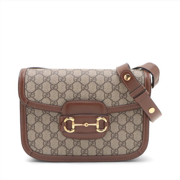Gucci Brown GG Supreme Horsebit 1955 Medium Shoulder Bag [Clearance Sale]