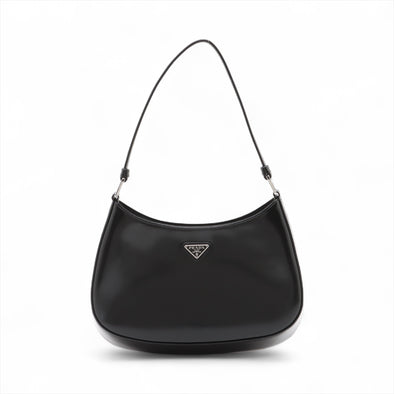 Prada Cleo Black Brushed Leather Shoulder Bag [Clearance Sale]