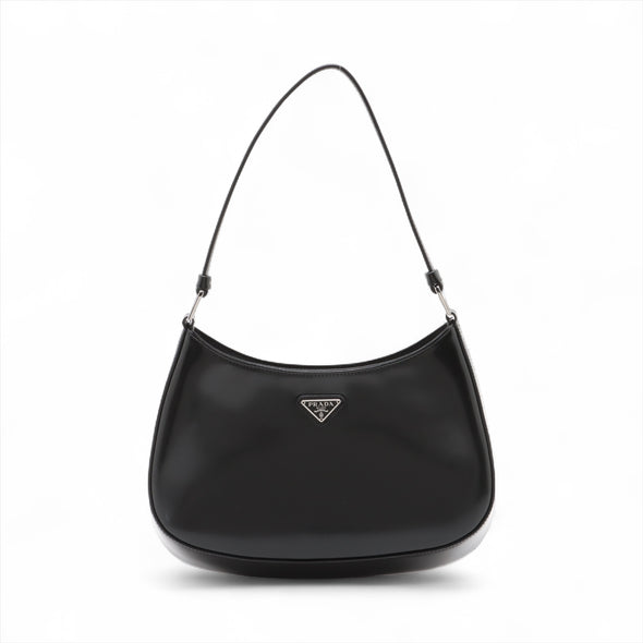 Prada Cleo Black Brushed Leather Shoulder Bag [Clearance Sale]