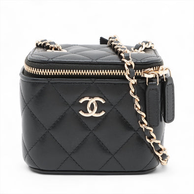 Chanel Black Nappa Leather Classic Small Vanity With Chain [Clearance Sale]