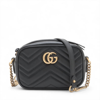 Gucci Black Leather GG Marmont Mini Camera Bag [Clearance Sale]