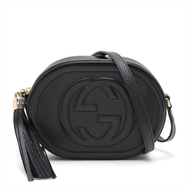 Gucci Black Soho Leather Interlocking G Shoulder Bag [Clearance Sale]