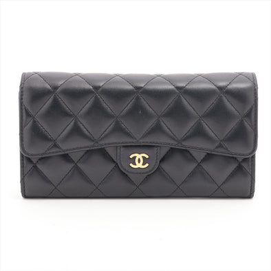 Chanel Black Nappa Leather Classic Long Flap Wallet [Clearance Sale]