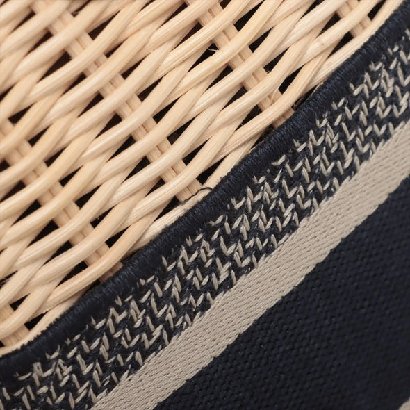 Christian Dior Natural Rattan and Blue Dior Oblique Jacquard Medium Lady Dior Handbag [Clearance Sale]
