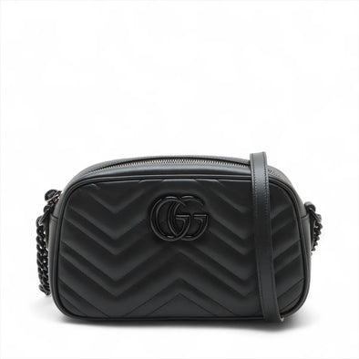 Gucci Black Leather GG Marmont Small Shoulder Bag [Clearance Sale]