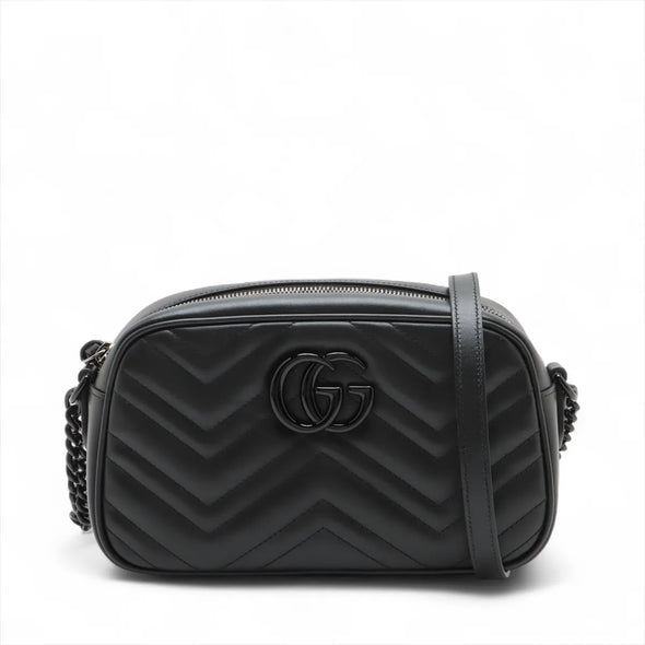 Gucci Black Leather GG Marmont Small Shoulder Bag [Clearance Sale]
