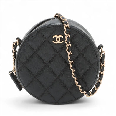 Chanel Black Caviar Calfskin Round Mini Shoulder Bag [Clearance Sale]