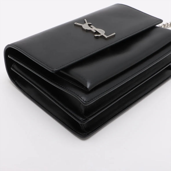 Saint Laurent Black Smooth Calfskin Leather Sunset Medium Chain Bag [Clearance Sale]