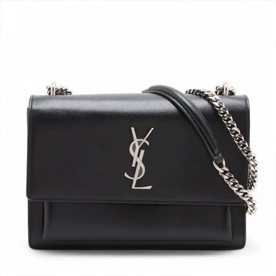 Saint Laurent Black Smooth Calfskin Leather Sunset Medium Chain Bag [Clearance Sale]