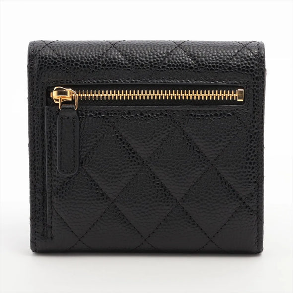 Chanel Black Caviar Calfskin Compact Wallet [Clearance Sale]