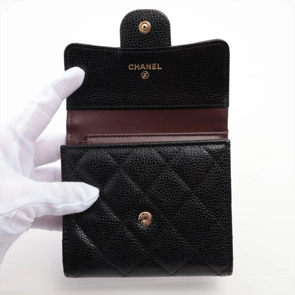 Chanel Black Caviar Calfskin Compact Wallet [Clearance Sale]