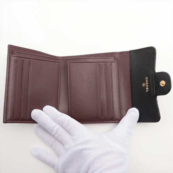 Chanel Black Caviar Calfskin Compact Wallet [Clearance Sale]