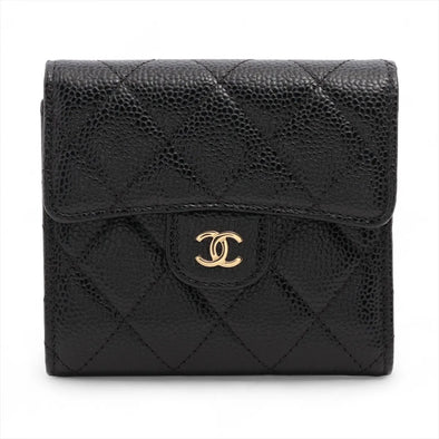 Chanel Black Caviar Calfskin Compact Wallet [Clearance Sale]