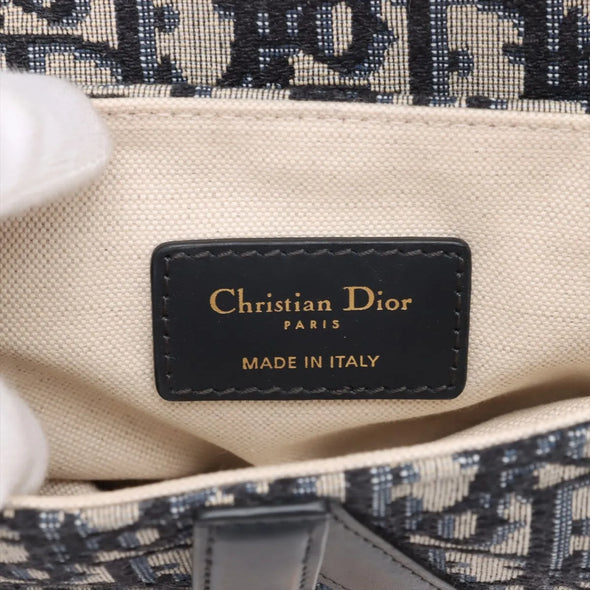 Christian Dior Blue Dior Oblique Embroidery Mini Saddle Bag with Strap [Clearance Sale]