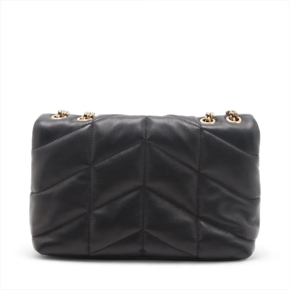 Black Quilted Lambskin Puffer Toy Bag (Goldtone Hardware)