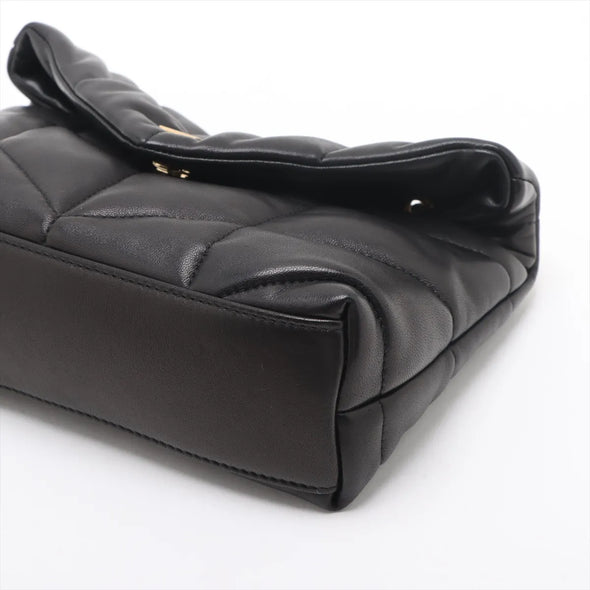Black Quilted Lambskin Puffer Toy Bag (Goldtone Hardware)
